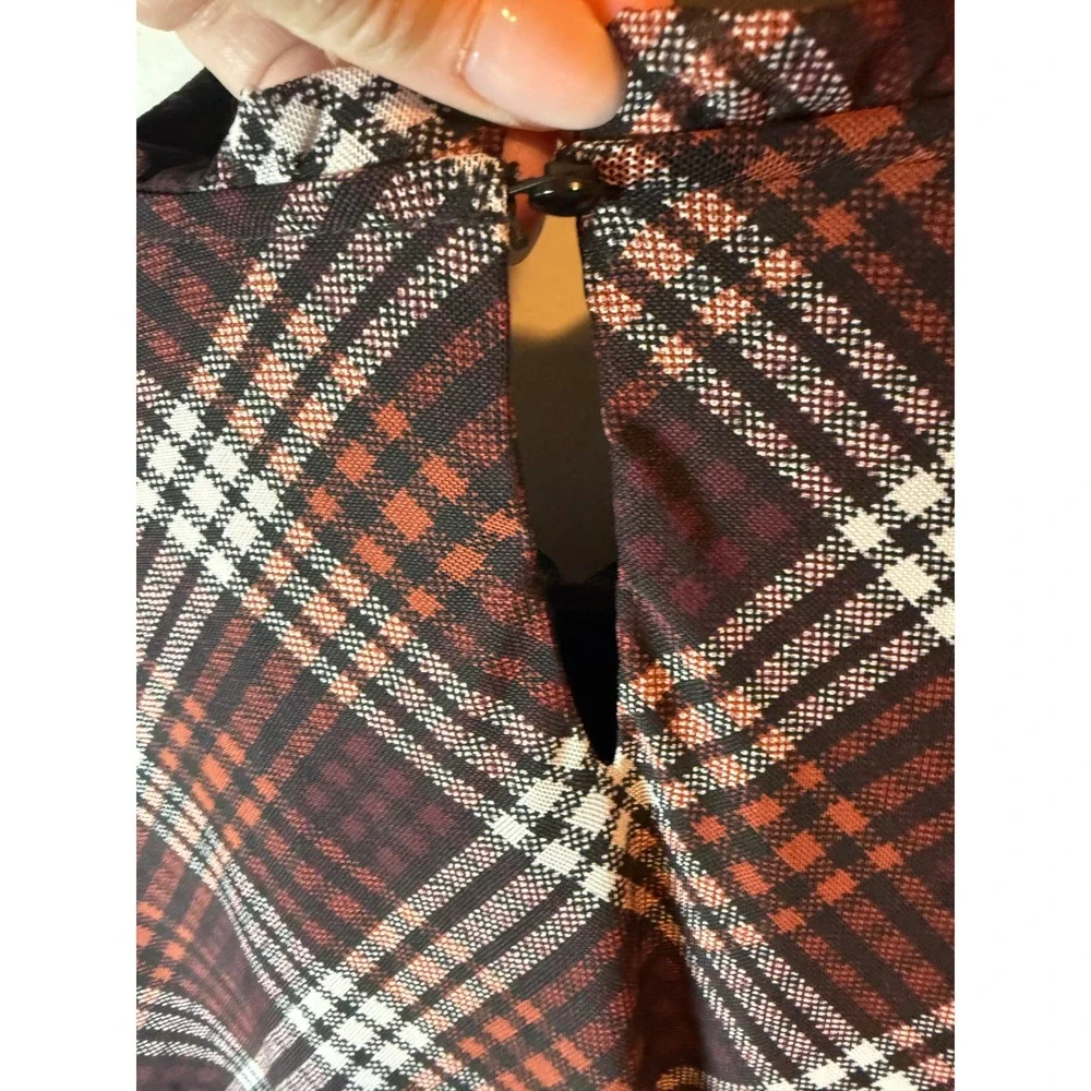 Maurices Women 3X Brown Plaid Smocked Yoke Ruffle Neck Long Sleeve Blouse Top - Picture 7 of 9